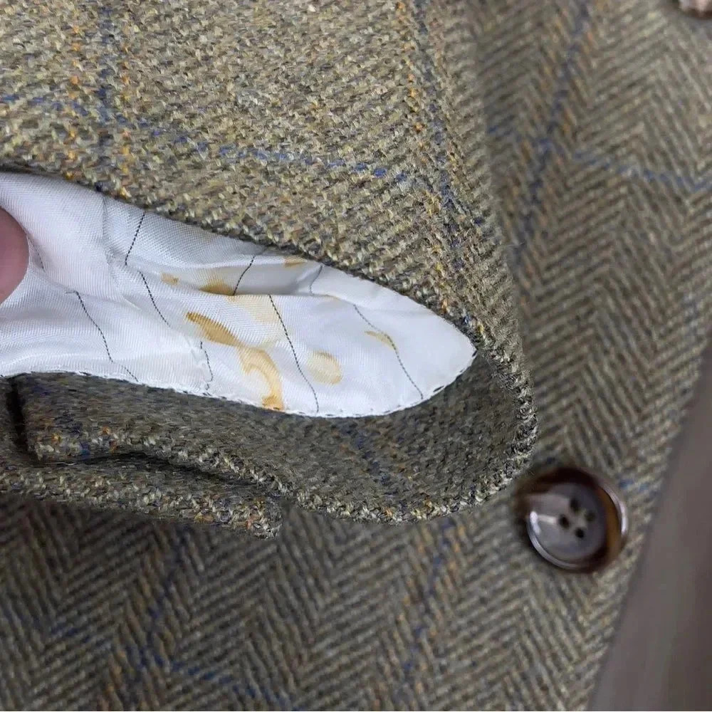 Canali Herringbone Mens Cashmere Blazer 50C - Picture 12 of 16